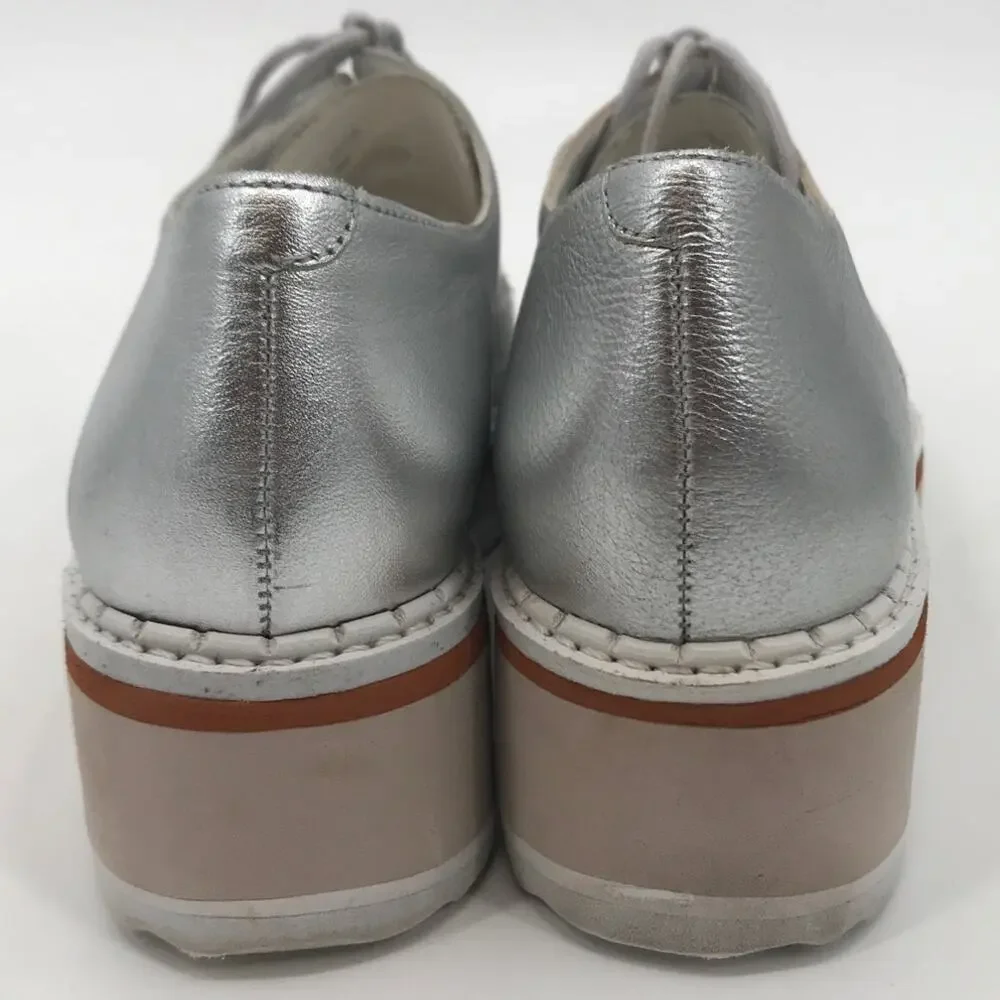 Matisse Vega Silver Metallic Platform Leather Lace Up Derby Shoes Size 8